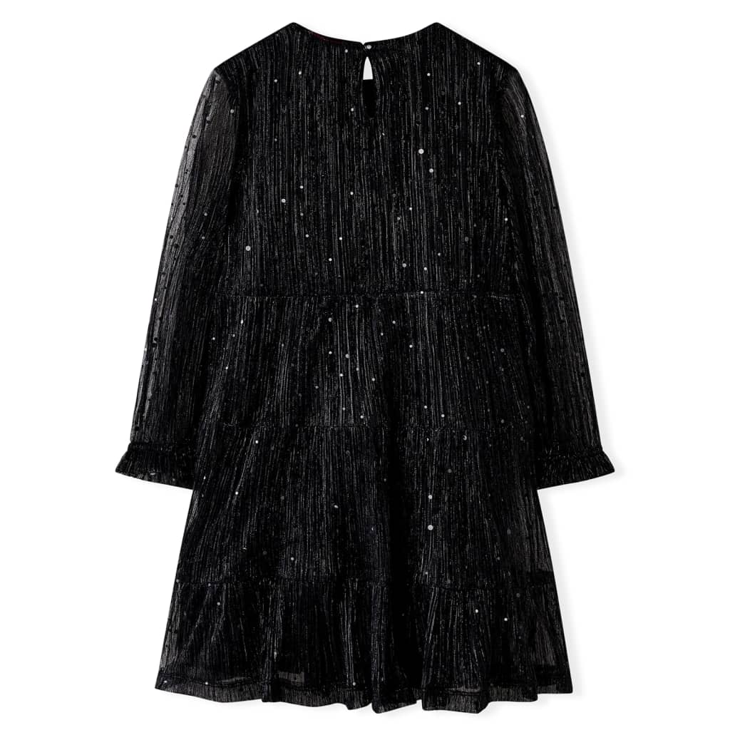 Rochie pentru copii cu mâneci lungi, negru, 104