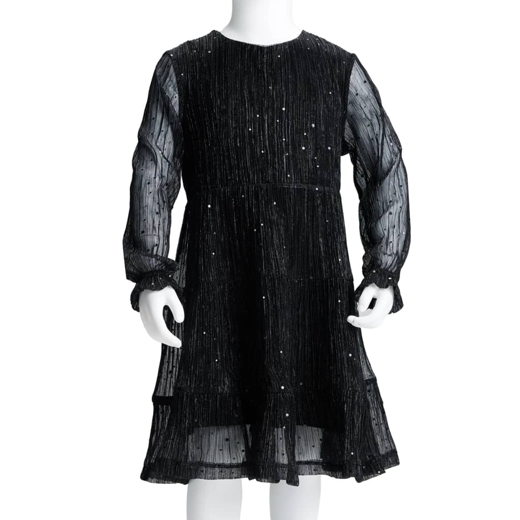 Rochie pentru copii cu mâneci lungi, negru, 104