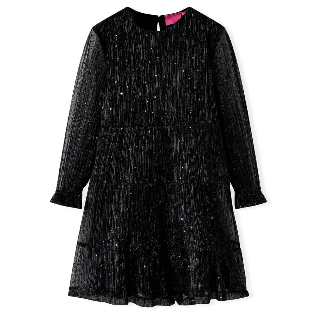 Rochie pentru copii cu mâneci lungi, negru, 128 Rochie pentru copii cu mâneci lungi, negru, 128
