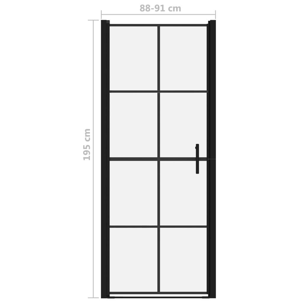 vidaXL Ușă de duș, negru, 91 x 195 cm, sticlă securizată