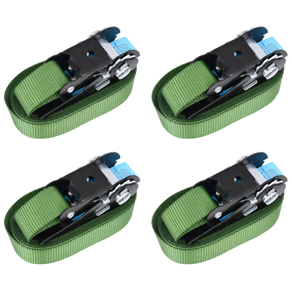 vidaXL Chingi de fixare cu clichet, 4 buc., verde, 6 m, 800 daN vidaXL Chingi de fixare cu clichet, 4 buc., verde, 6 m, 800 daN