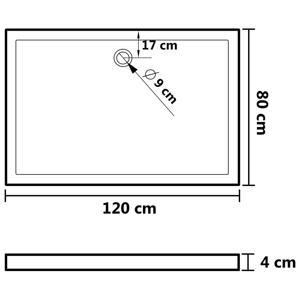 vidaXL Cădiță de duș cu puncte, alb, 80x120x4 cm, ABS vidaXL Cădiță de duș cu puncte, alb, 80x120x4 cm, ABS