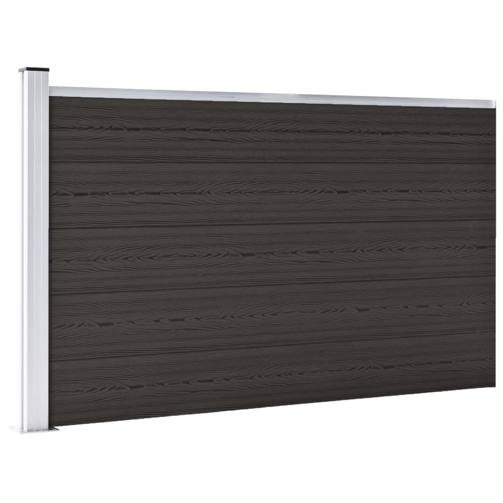 vidaXL Set de panouri de gard, negru, 175x105 cm, WPC
