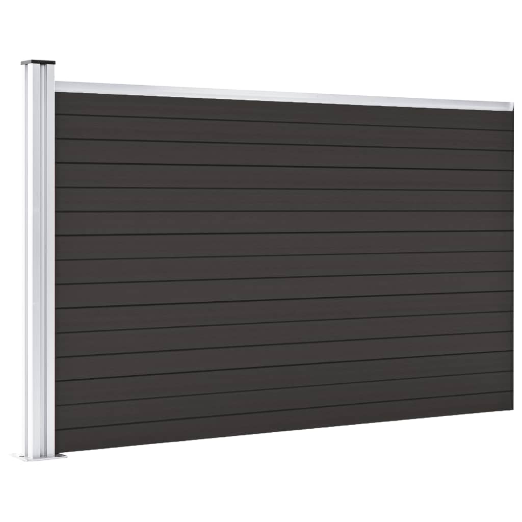 vidaXL Set de panouri de gard, negru, 175x105 cm, WPC