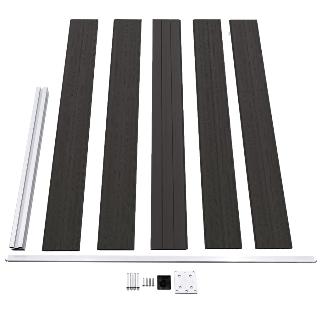 vidaXL Set de panouri de gard, negru, 175x105 cm, WPC