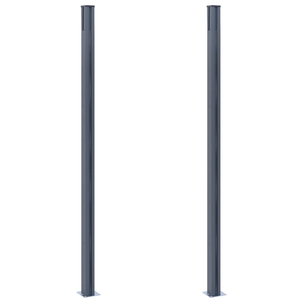 vidaXL Stâlpi de gard, 2 buc., gri închis, 185 cm, aluminiu vidaXL Stâlpi de gard, 2 buc., gri închis, 185 cm, aluminiu