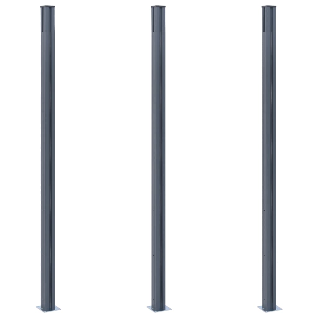 vidaXL Stâlpi de gard, 3 buc., gri închis, 185 cm, aluminiu vidaXL Stâlpi de gard, 3 buc., gri închis, 185 cm, aluminiu