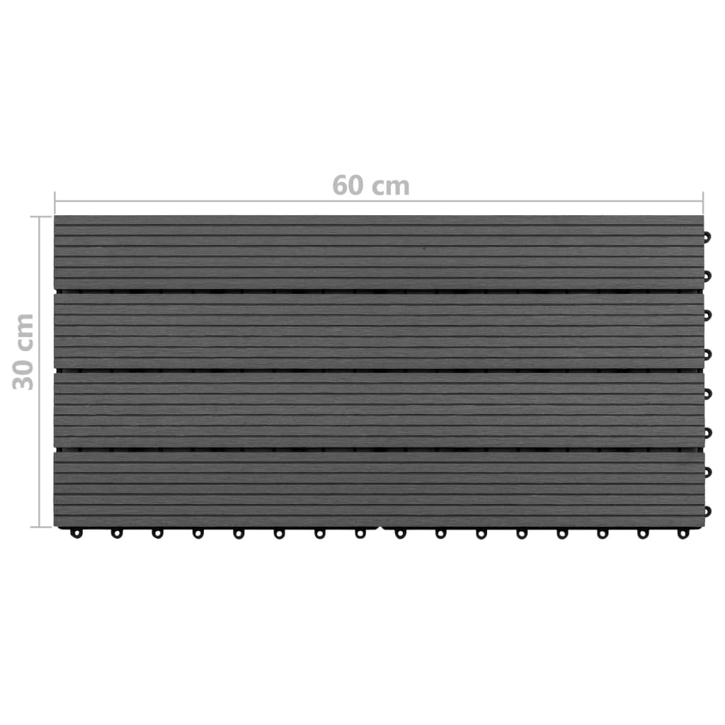 vidaXL Plăci de pardoseală, 6 buc., negru, 60x30 cm, WPC, 1,08 m² vidaXL Plăci de pardoseală, 6 buc., negru, 60x30 cm, WPC, 1,08 m²