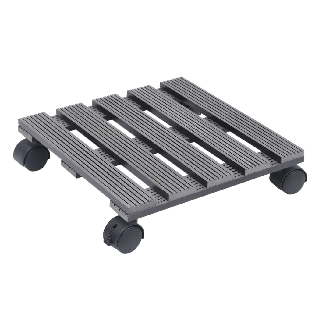 vidaXL Suporturi de plante cu role, 2 buc., gri, 30x30x7,5 cm, WPC vidaXL Suporturi de plante cu role, 2 buc., gri, 30x30x7,5 cm, WPC