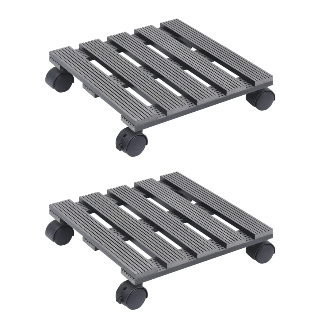 vidaXL Suporturi de plante cu role, 2 buc., gri, 30x30x7,5 cm, WPC vidaXL Suporturi de plante cu role, 2 buc., gri, 30x30x7,5 cm, WPC
