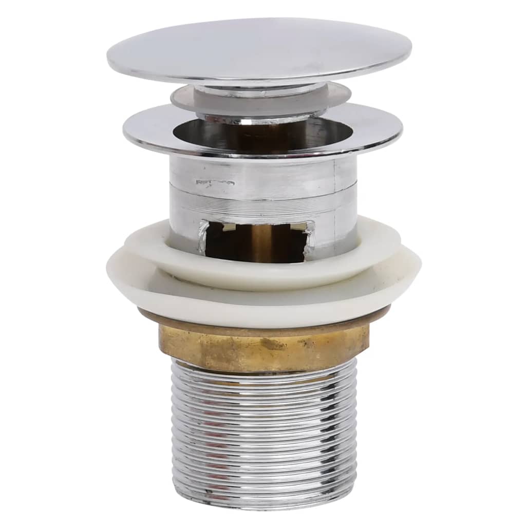 vidaXL Ventil scurgere push, funcție de preaplin, crom, 6,4x6,4x9,1 cm vidaXL Ventil scurgere push, funcție de preaplin, crom, 6,4x6,4x9,1 cm