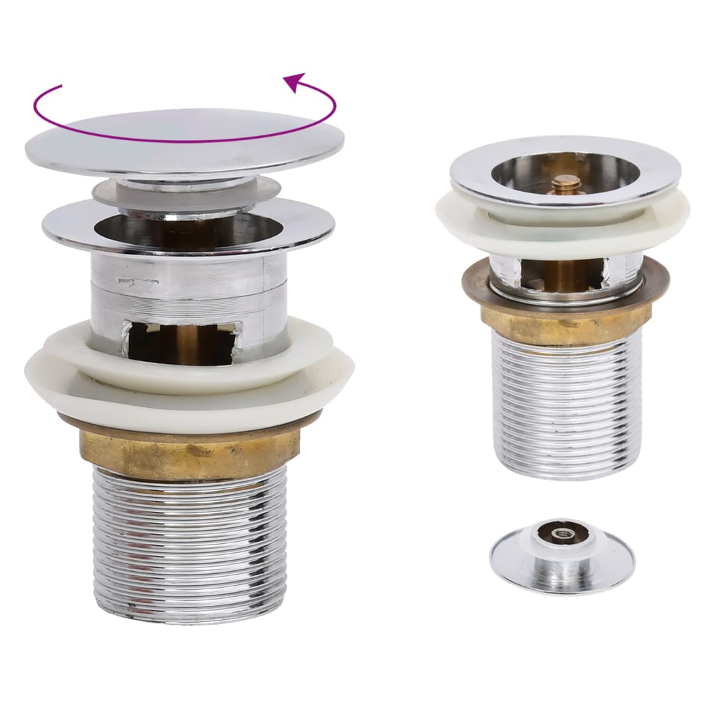 vidaXL Ventil scurgere push, funcție de preaplin, crom, 6,4x6,4x9,1 cm vidaXL Ventil scurgere push, funcție de preaplin, crom, 6,4x6,4x9,1 cm