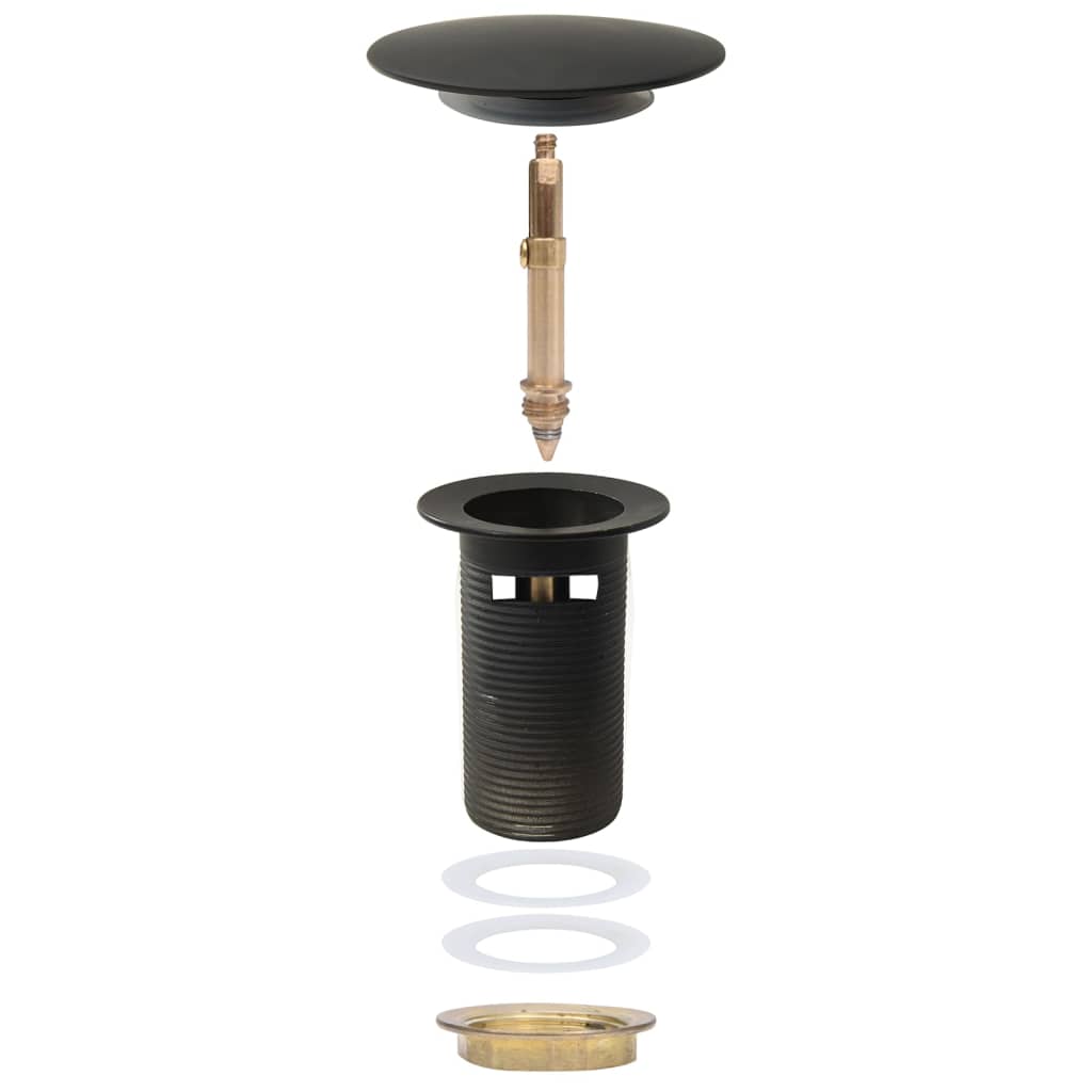 vidaXL Ventil scurgere push, funcție de preaplin, negru 6,4x6,4x9,1 cm vidaXL Ventil scurgere push, funcție de preaplin, negru 6,4x6,4x9,1 cm