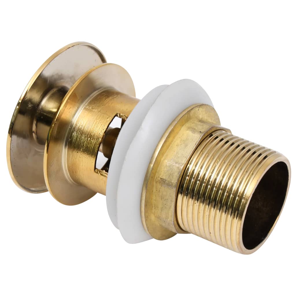 vidaXL Ventil scurgere push, funcție de preaplin, auriu 6,4x6,4x9,1 cm vidaXL Ventil scurgere push, funcție de preaplin, auriu 6,4x6,4x9,1 cm