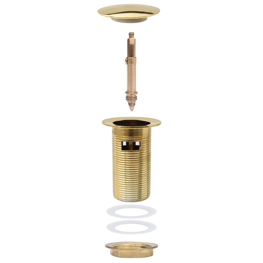 vidaXL Ventil scurgere push, funcție de preaplin, auriu 6,4x6,4x9,1 cm vidaXL Ventil scurgere push, funcție de preaplin, auriu 6,4x6,4x9,1 cm