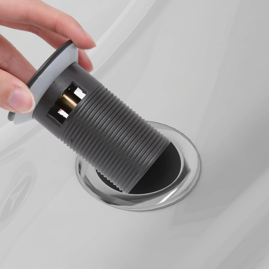 vidaXL Ventil scurgere push, funcție de preaplin, gri, 6,4x6,4x9,1 cm