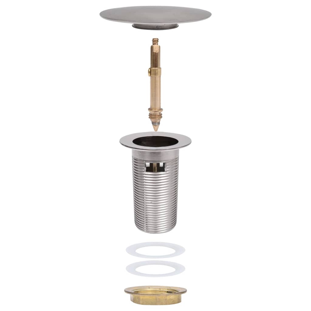 vidaXL Ventil scurgere push funcție de preaplin argintiu 6,4x6,4x9,1cm vidaXL Ventil scurgere push funcție de preaplin argintiu 6,4x6,4x9,1cm