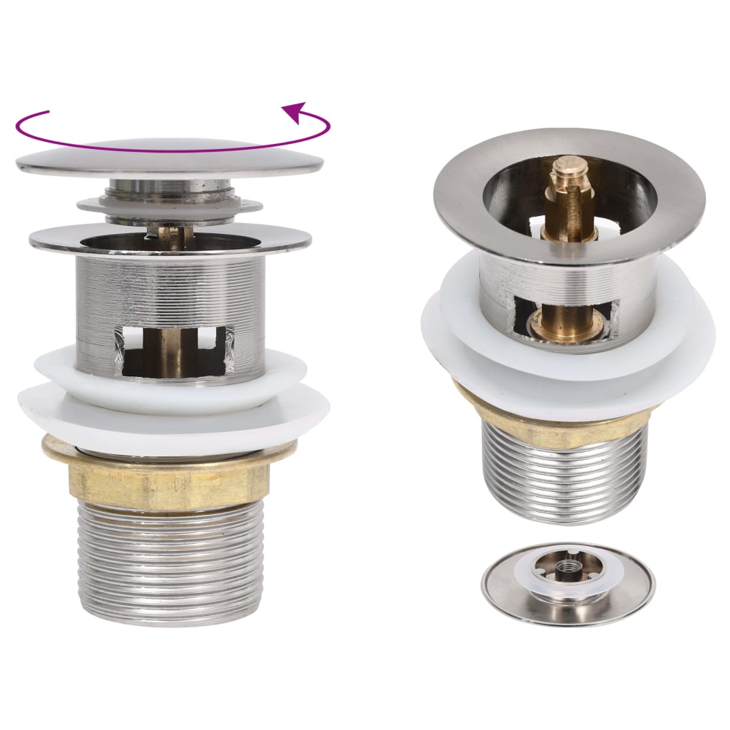 vidaXL Ventil scurgere push funcție de preaplin argintiu 6,4x6,4x9,1cm vidaXL Ventil scurgere push funcție de preaplin argintiu 6,4x6,4x9,1cm