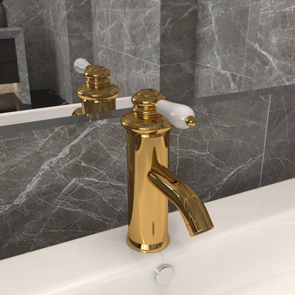 vidaXL Robinet chiuvetă de baie, auriu, 130x180 mm vidaXL Robinet chiuvetă de baie, auriu, 130x180 mm