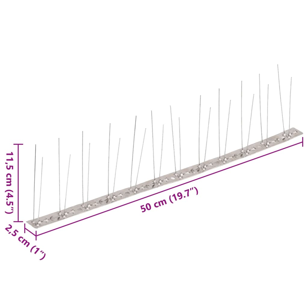 vidaXL Set bandă cu țepi antipăsări cu 2 rânduri, 20 buc., oțel, 10 m vidaXL Set bandă cu țepi antipăsări cu 2 rânduri, 20 buc., oțel, 10 m