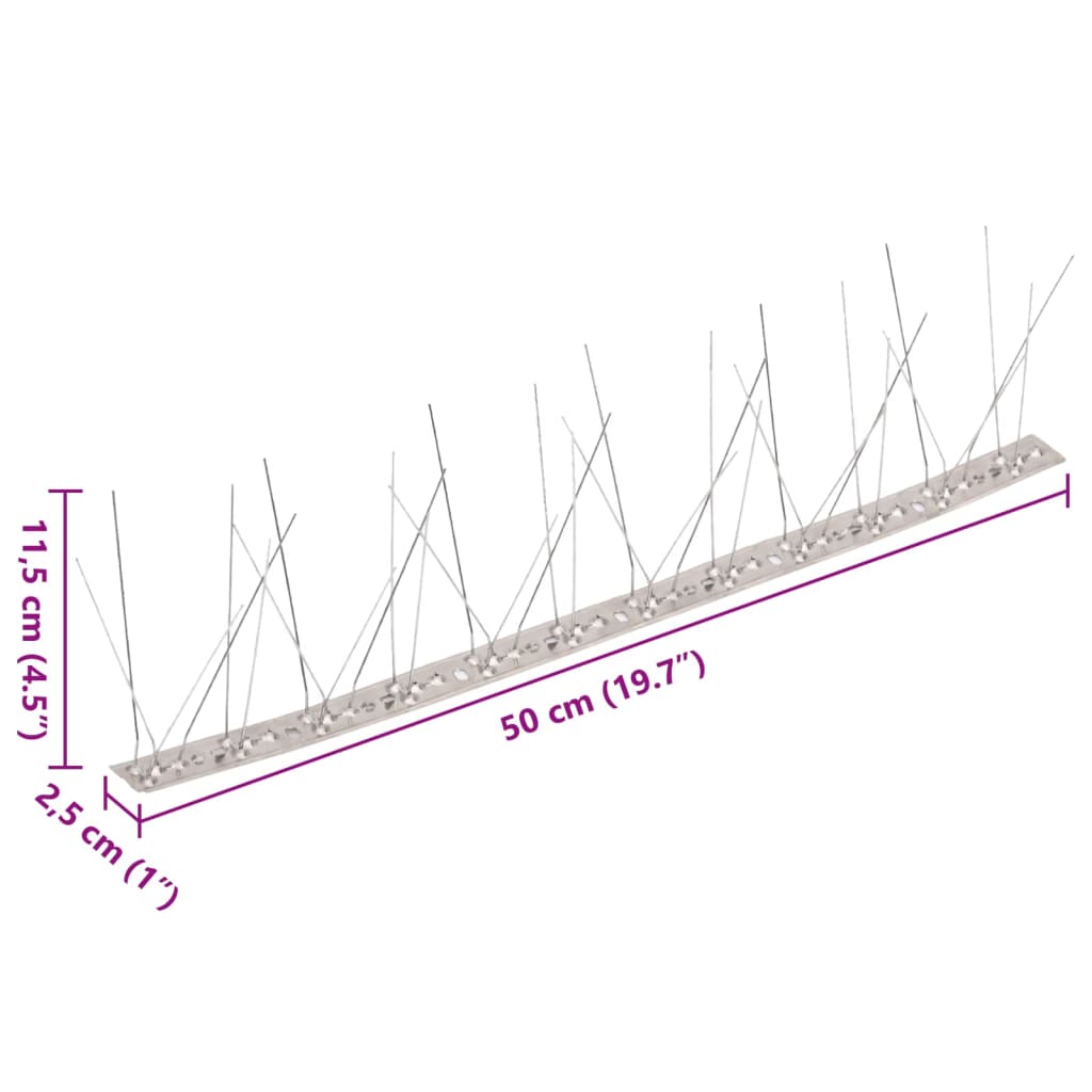 vidaXL Set bandă cu țepi antipăsări cu 5 rânduri, 20 buc., oțel, 10 m vidaXL Set bandă cu țepi antipăsări cu 5 rânduri, 20 buc., oțel, 10 m