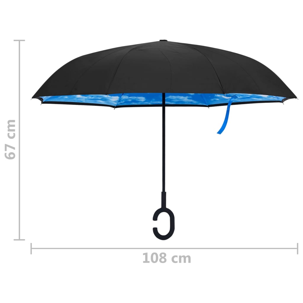 vidaXL Umbrelă cu mâner în formă de C, negru, 108 cm
