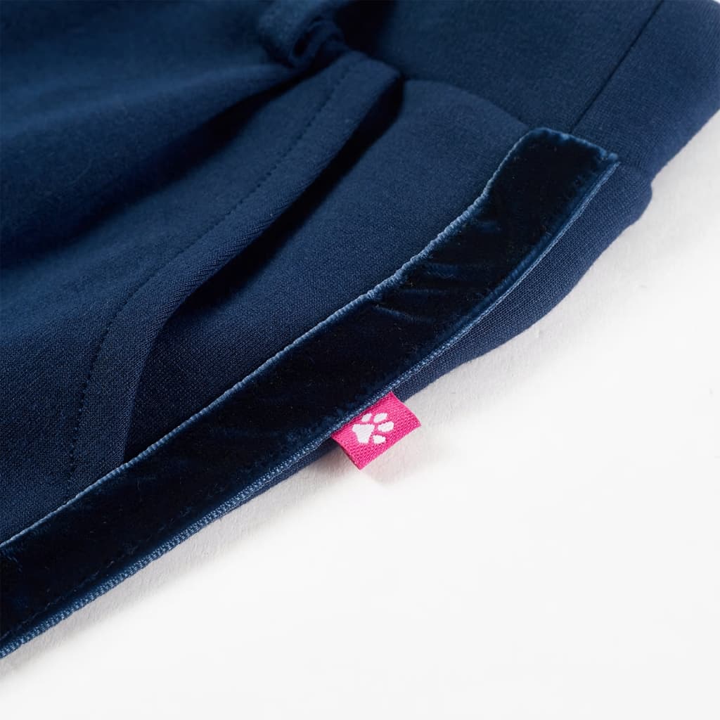 Pantaloni pentru copii cu ornamente negre, bleumarin, 104