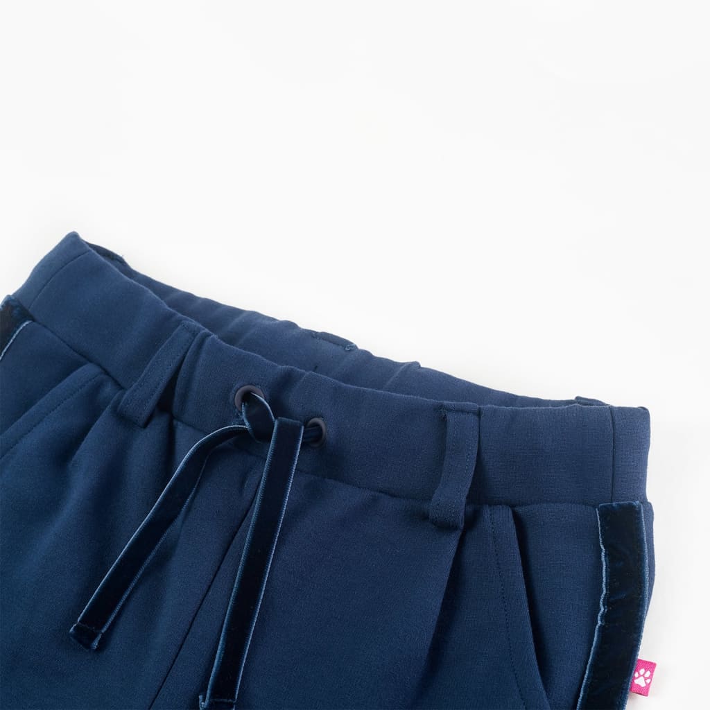 Pantaloni pentru copii cu ornamente negre, bleumarin, 116
