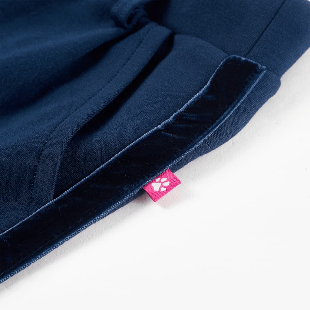 Pantaloni pentru copii cu ornamente negre, bleumarin, 116