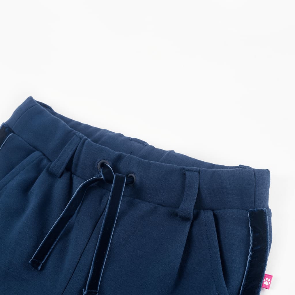 Pantaloni pentru copii cu ornamente negre, bleumarin, 128