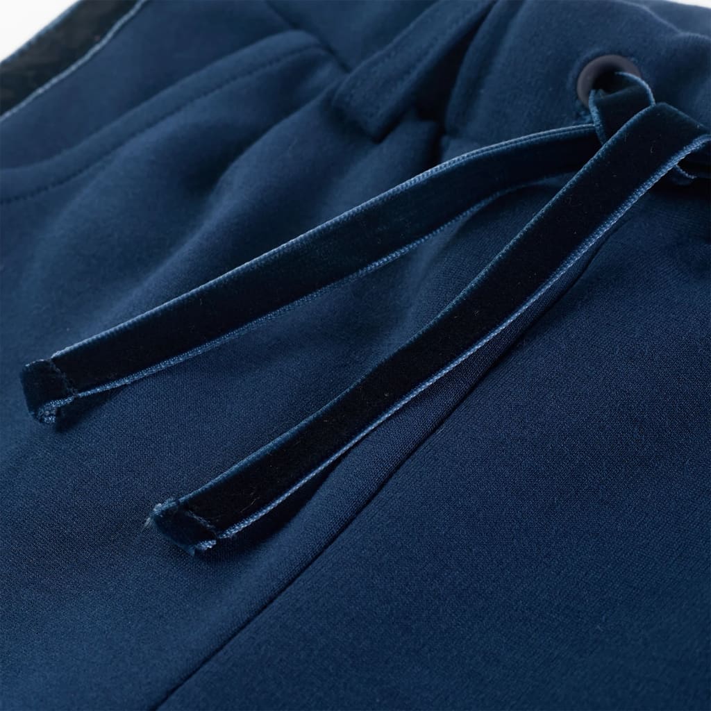 Pantaloni pentru copii cu ornamente negre, bleumarin, 140