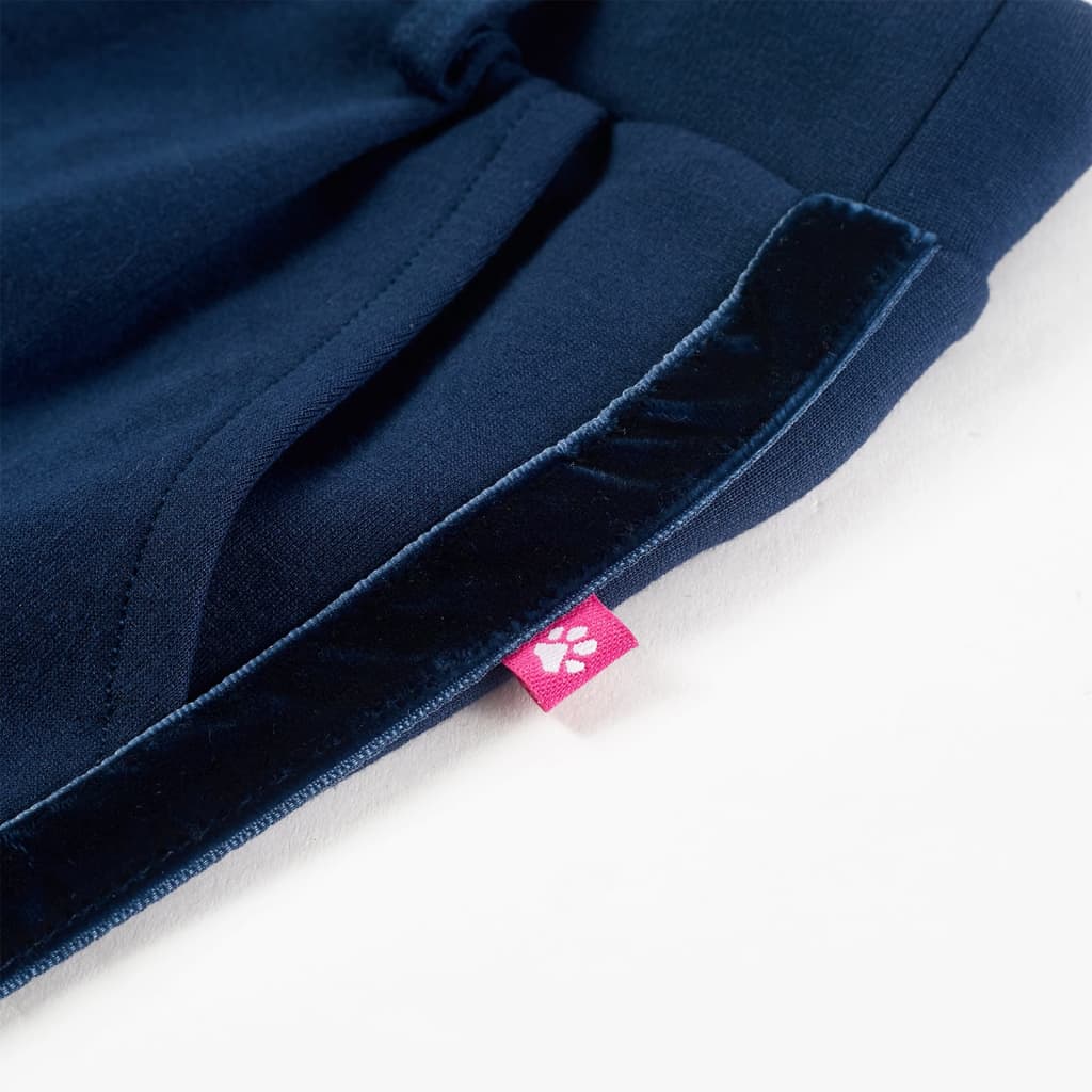 Pantaloni pentru copii cu ornamente negre, bleumarin, 140