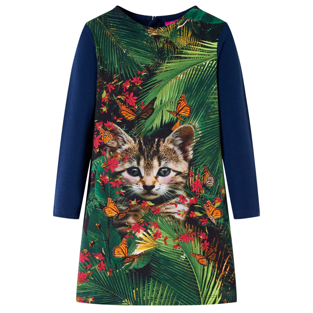 Rochie cu mâneci lungi pentru copii, bleumarin, 92