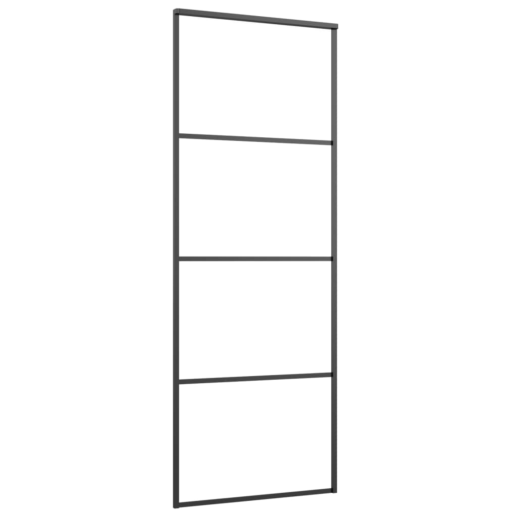 vidaXL Ușă glisantă, negru, 76x205 cm, aluminiu și sticlă ESG