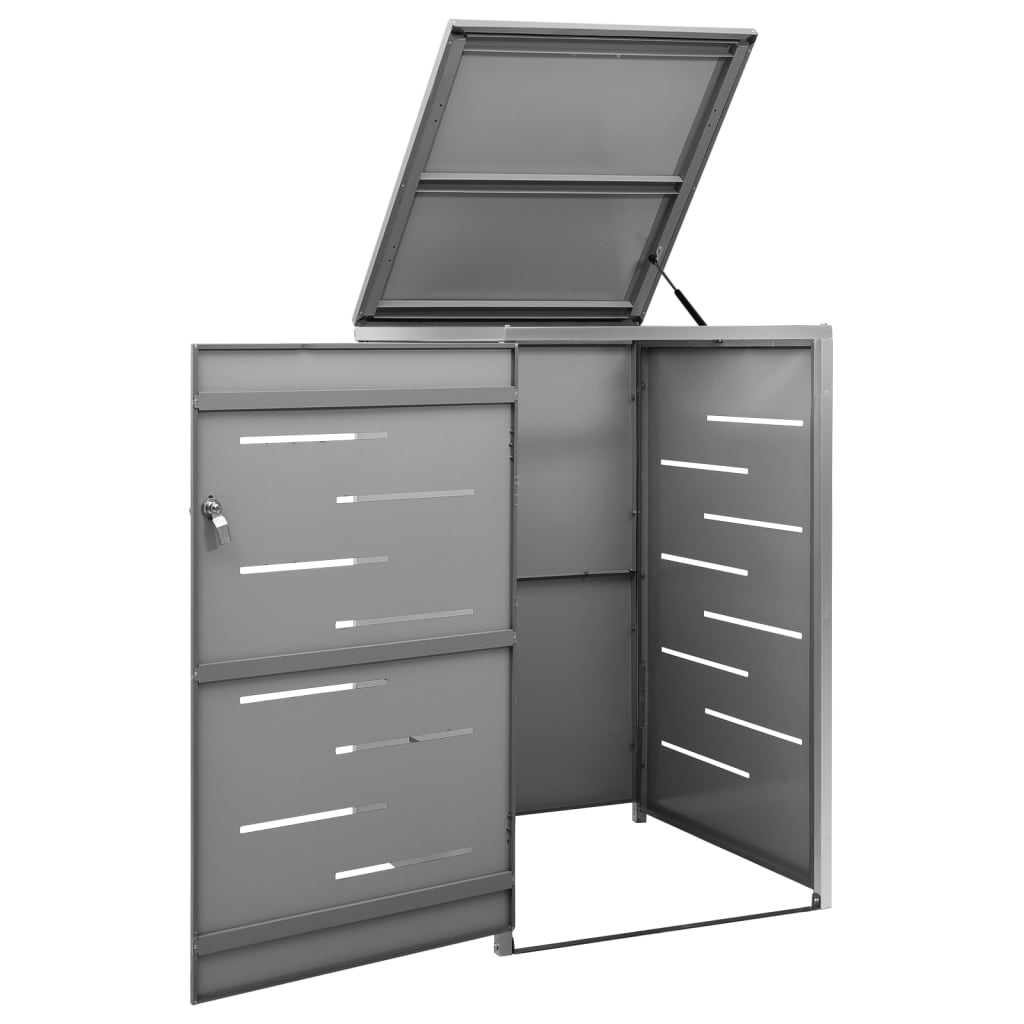 vidaXL Magazie pentru pubelă unică, 69x77,5x112,5 cm, oțel inoxidabil vidaXL Magazie pentru pubelă unică, 69x77,5x112,5 cm, oțel inoxidabil