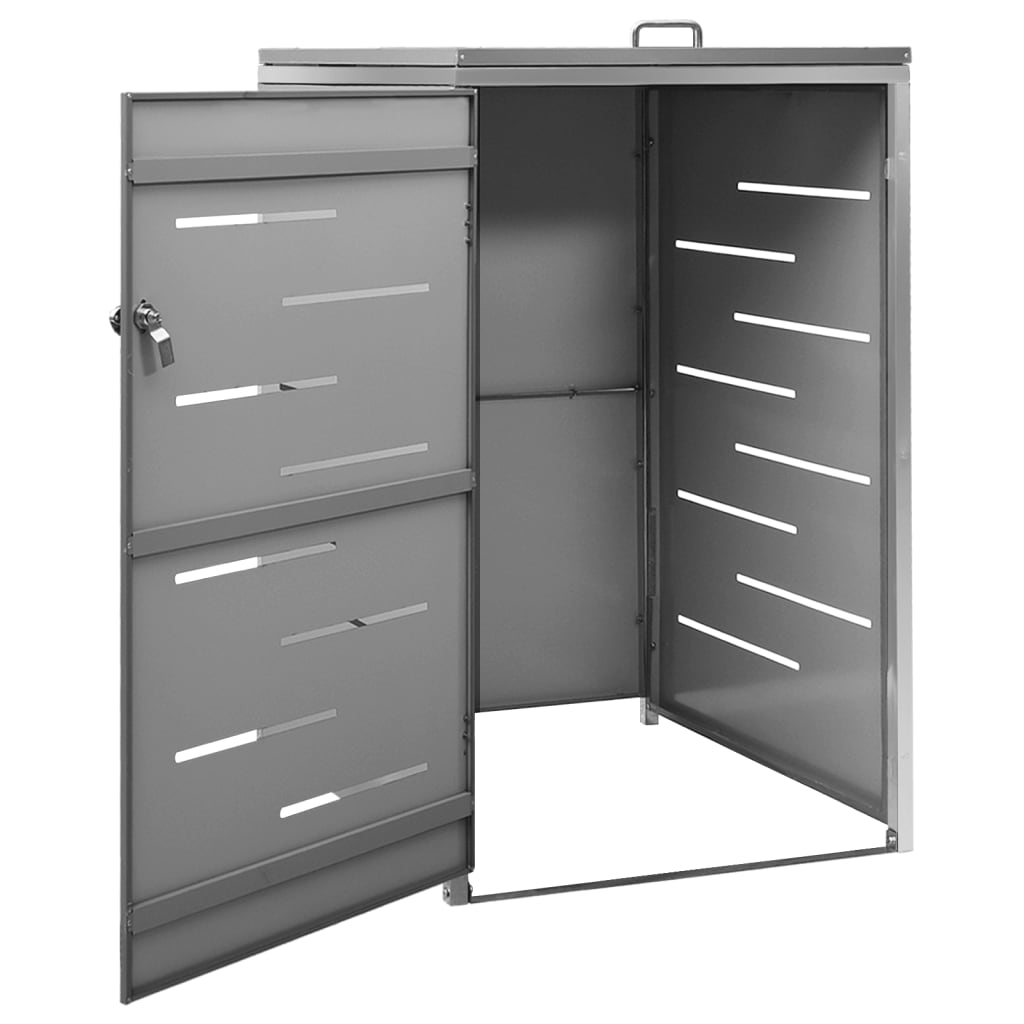 vidaXL Magazie pentru pubelă unică, 69x77,5x112,5 cm, oțel inoxidabil vidaXL Magazie pentru pubelă unică, 69x77,5x112,5 cm, oțel inoxidabil