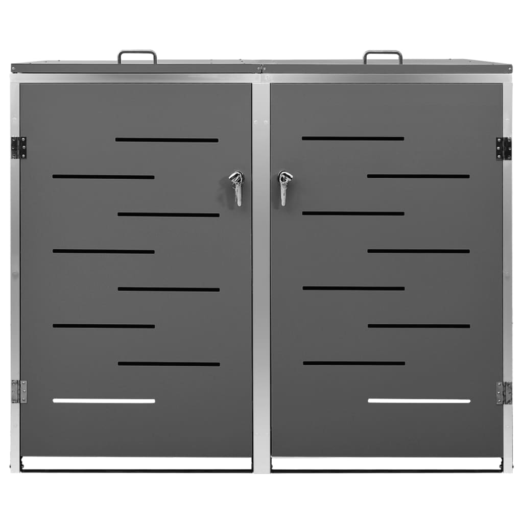 vidaXL Magazie pentru două pubele, 138x77,5x112,5 cm, oțel inoxidabil vidaXL Magazie pentru două pubele, 138x77,5x112,5 cm, oțel inoxidabil
