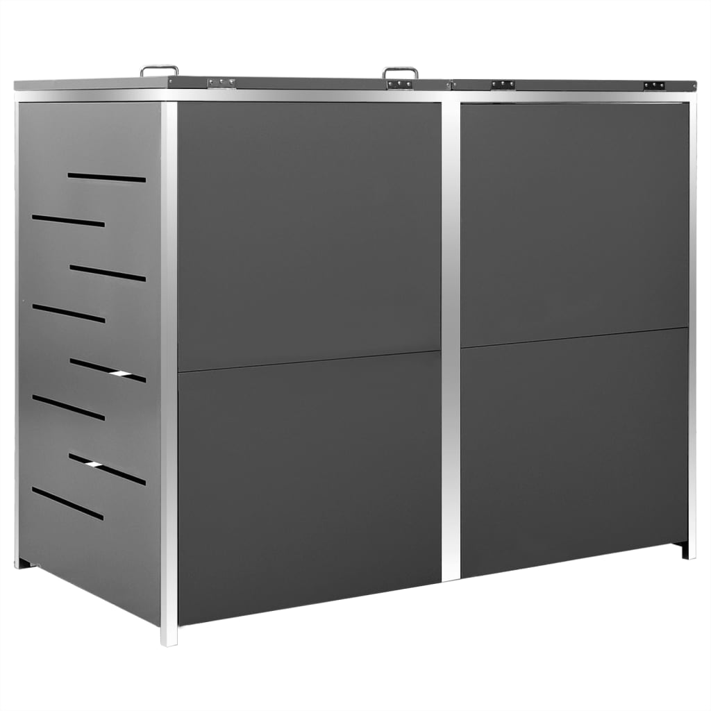 vidaXL Magazie pentru două pubele, 138x77,5x112,5 cm, oțel inoxidabil vidaXL Magazie pentru două pubele, 138x77,5x112,5 cm, oțel inoxidabil