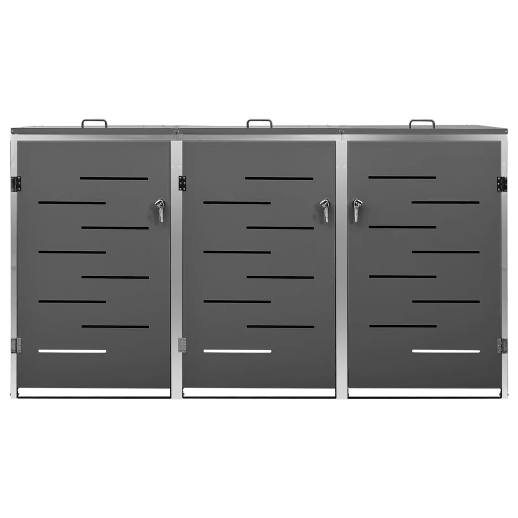 vidaXL Magazie pentru trei pubele, 207x77,5x112,5 cm, oțel inoxidabil vidaXL Magazie pentru trei pubele, 207x77,5x112,5 cm, oțel inoxidabil