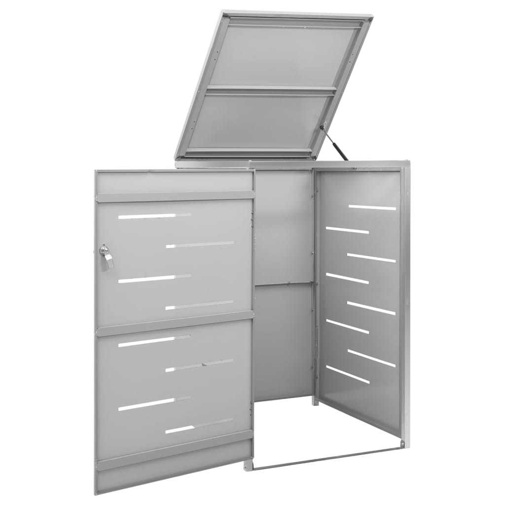 vidaXL Magazie pentru pubelă unică, 69x77,5x112,5 cm, oțel inoxidabil vidaXL Magazie pentru pubelă unică, 69x77,5x112,5 cm, oțel inoxidabil