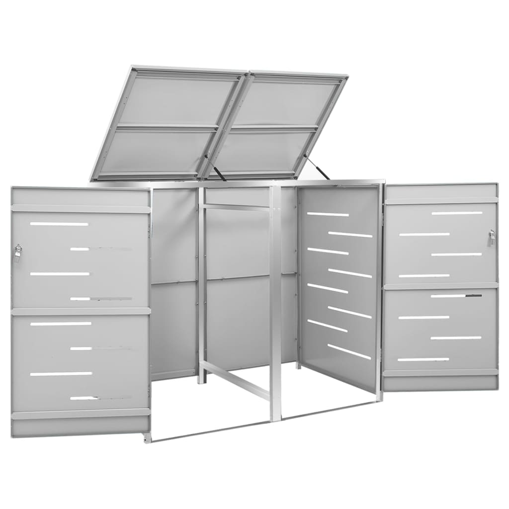 vidaXL Magazie pentru două pubele, 138x77,5x112,5 cm, oțel inoxidabil vidaXL Magazie pentru două pubele, 138x77,5x112,5 cm, oțel inoxidabil