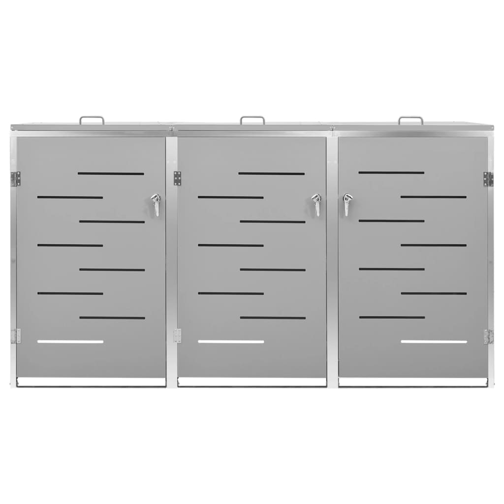 vidaXL Magazie pentru trei pubele, 207x77,5x112,5 cm, oțel inoxidabil vidaXL Magazie pentru trei pubele, 207x77,5x112,5 cm, oțel inoxidabil