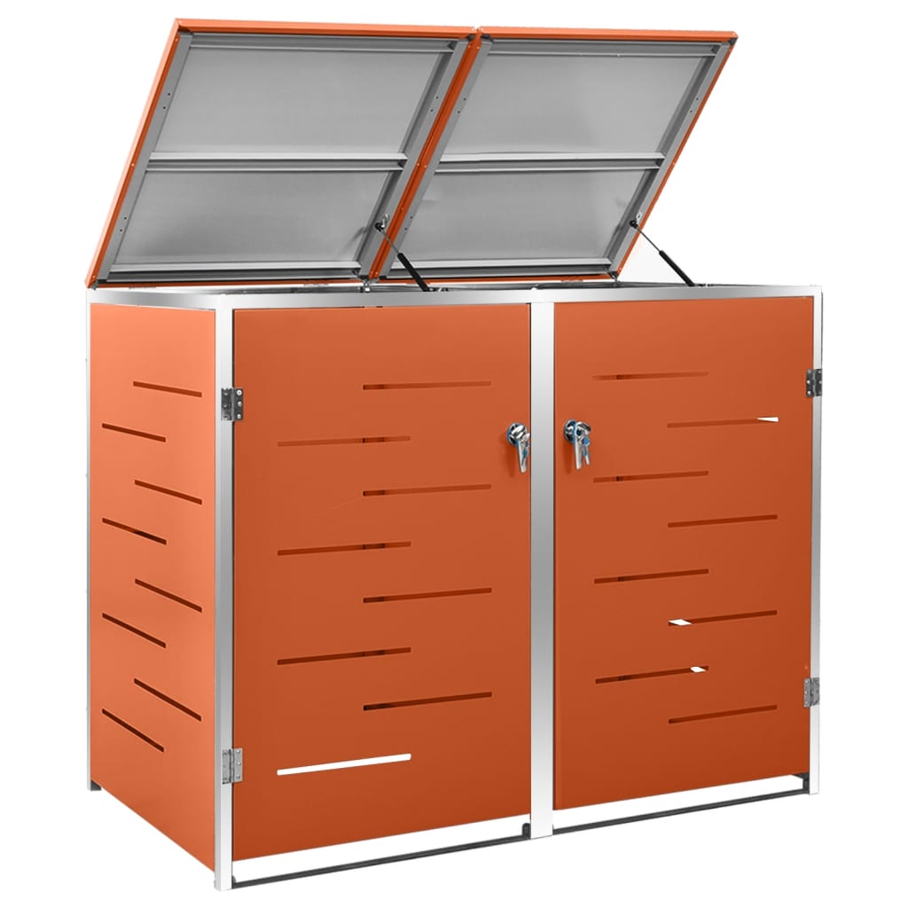 vidaXL Magazie pentru două pubele, 138x77,5x112,5 cm, oțel inoxidabil vidaXL Magazie pentru două pubele, 138x77,5x112,5 cm, oțel inoxidabil