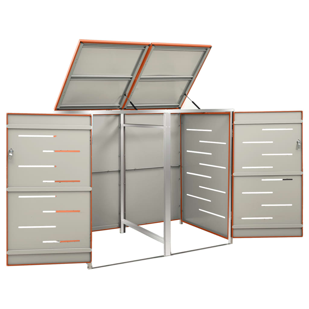 vidaXL Magazie pentru două pubele, 138x77,5x112,5 cm, oțel inoxidabil vidaXL Magazie pentru două pubele, 138x77,5x112,5 cm, oțel inoxidabil