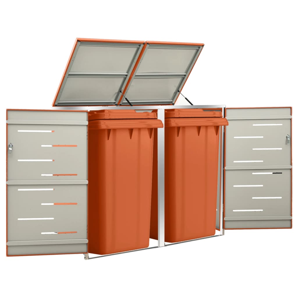 vidaXL Magazie pentru două pubele, 138x77,5x112,5 cm, oțel inoxidabil vidaXL Magazie pentru două pubele, 138x77,5x112,5 cm, oțel inoxidabil