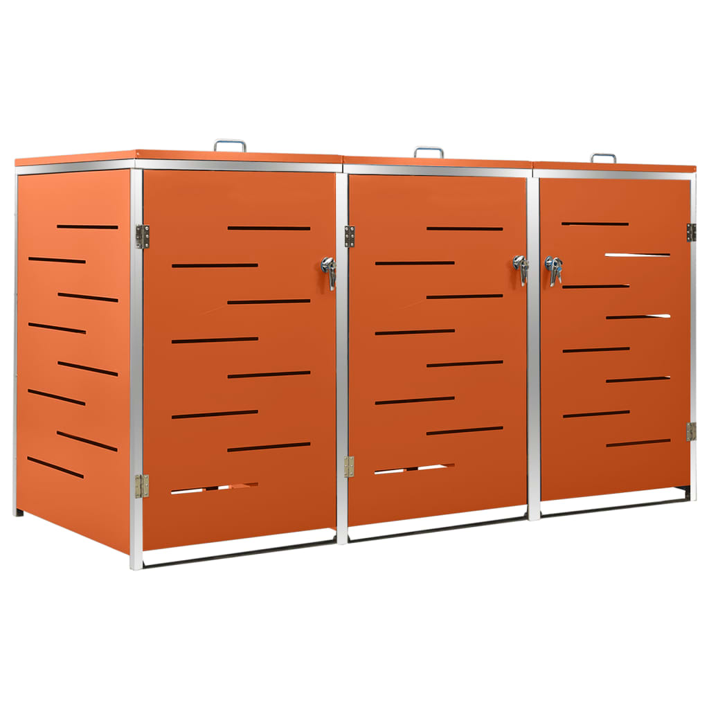 vidaXL Magazie pentru trei pubele, 207x77,5x112,5 cm, oțel inoxidabil vidaXL Magazie pentru trei pubele, 207x77,5x112,5 cm, oțel inoxidabil
