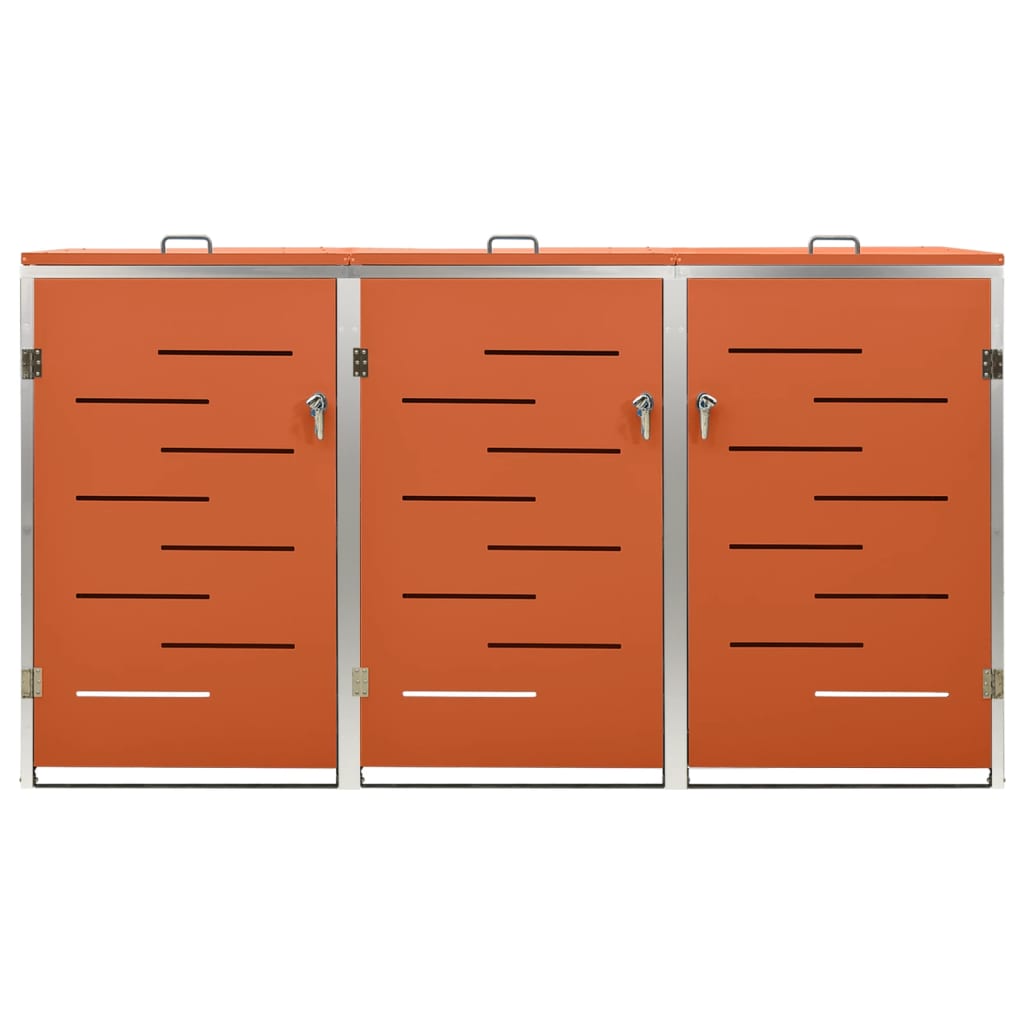 vidaXL Magazie pentru trei pubele, 207x77,5x112,5 cm, oțel inoxidabil vidaXL Magazie pentru trei pubele, 207x77,5x112,5 cm, oțel inoxidabil