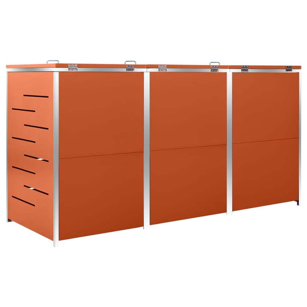 vidaXL Magazie pentru trei pubele, 207x77,5x112,5 cm, oțel inoxidabil vidaXL Magazie pentru trei pubele, 207x77,5x112,5 cm, oțel inoxidabil