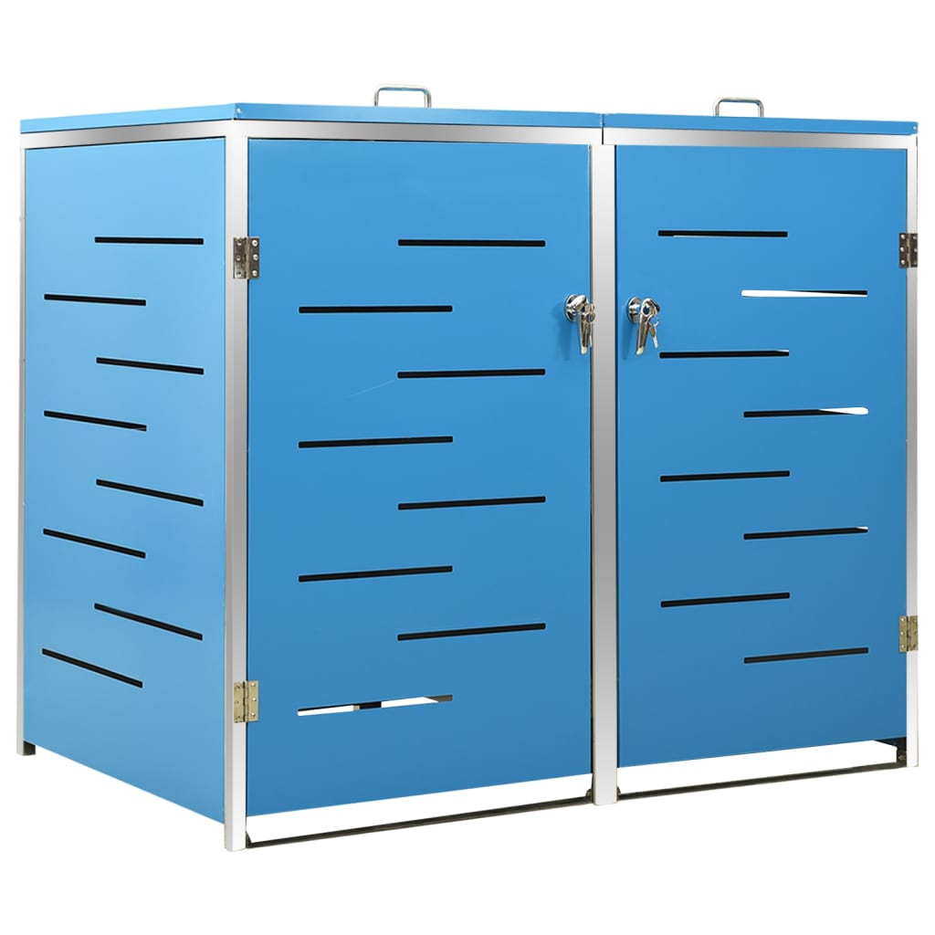 vidaXL Magazie pentru două pubele, 138x77,5x112,5 cm, oțel inoxidabil vidaXL Magazie pentru două pubele, 138x77,5x112,5 cm, oțel inoxidabil