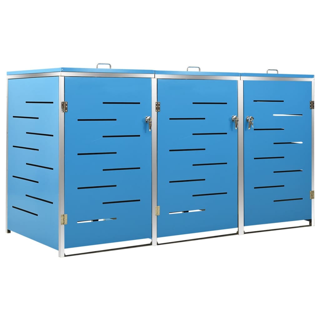 vidaXL Magazie pentru trei pubele, 207x77,5x112,5 cm, oțel inoxidabil vidaXL Magazie pentru trei pubele, 207x77,5x112,5 cm, oțel inoxidabil